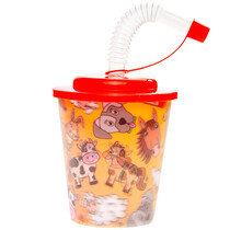 Cup with lid and straw farm 250ml