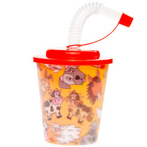 Cup with lid and straw farm 250ml