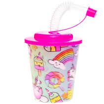 Beker met deksel en rietje unicorn 250ml