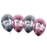 mr. & Mrs. Metallic Balloons 4 pieces 33cm