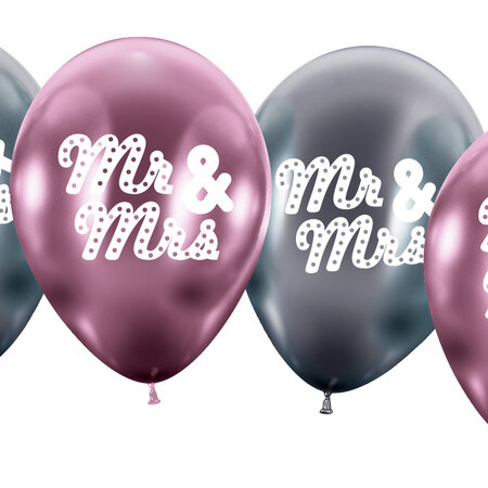 mr. & Mrs. Metallic Balloons 4 pieces 33cm