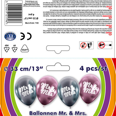 Mr. & Mrs. Metallic Ballonnen 4 stuks 33cm