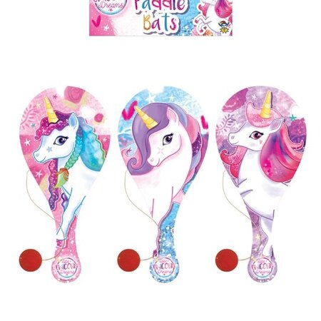 Paddle ball wood unicorn 22cm