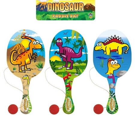 Paddle ball hout dino 22cm