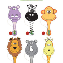 Paddle ball wood jungle animals 22cm