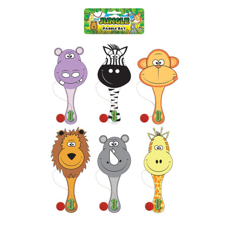 Paddle ball hout jungle dieren 22cm
