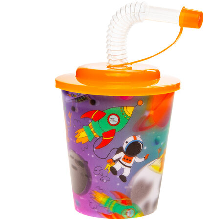 Beker met deksel en rietje Ruimte 250ml