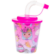 Becher mit Deckel und Strohhalm Prinzessin 250ml