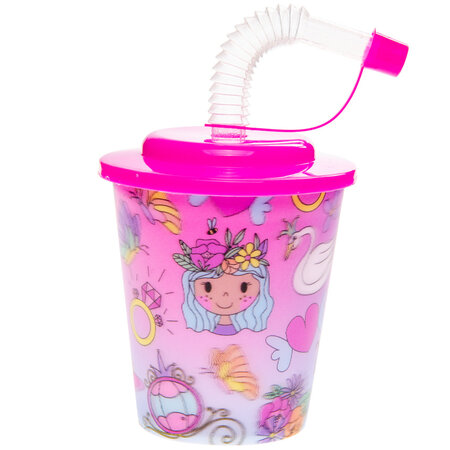 Cup with lid and straw Princess 250ml