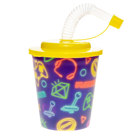 Beker met deksel en rietje gamer 250ml