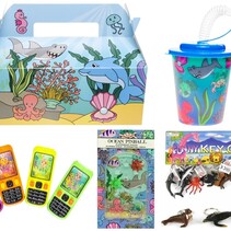 Menu box with cup and toy - Sea animals