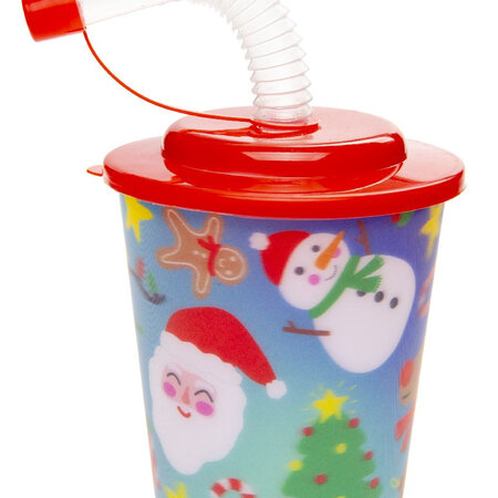 3d beker met deksel en rietje Kerstmis 250ml