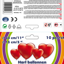 Hart ballonnen 10 stuks in zakje rood