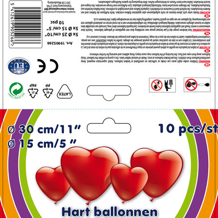 Hart ballonnen 10 stuks in zakje rood