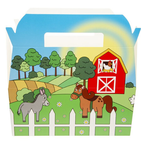 Menu box with cup and toy - Farm animals