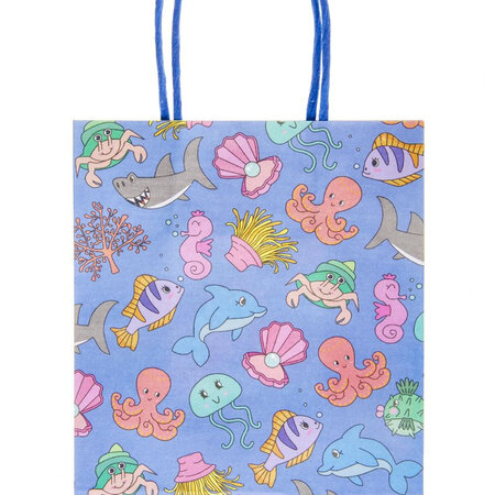 Colorful Gift Bag with Sea Animal Motif - Ideal for Small Gifts and Souvenirs - Dimensions 16x22x9cm