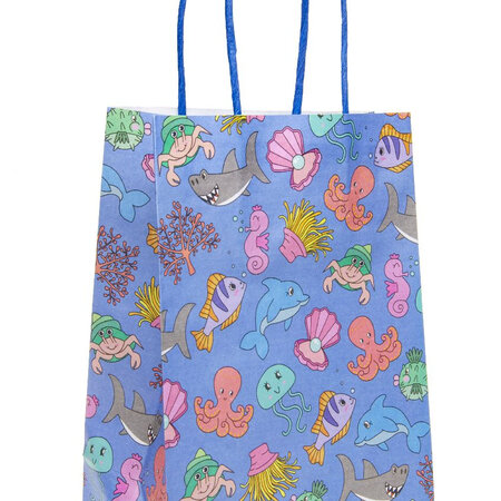 Colorful Gift Bag with Sea Animal Motif - Ideal for Small Gifts and Souvenirs - Dimensions 16x22x9cm