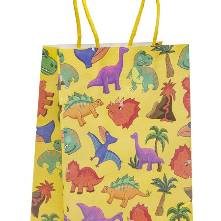 Colorful Gift Bag with Dinosaur Motif - Ideal for Small Gifts and Souvenirs - Dimensions 16x22x9cm