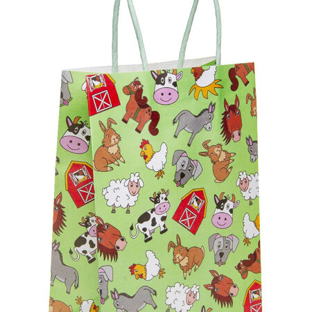 Adorable Farm Animals Themed Gift Bag, Dimensions 16x22x9cm