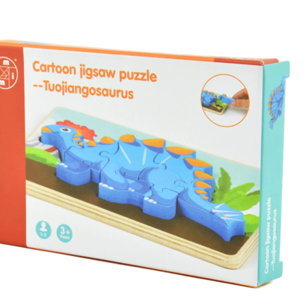 Holzpuzzle Dinosaurier 16cm, Bunte Interaktive Puzzle für Kinder