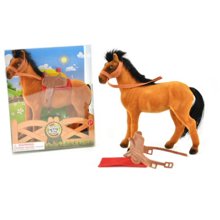 Realistic Horse with Saddle - Miniatures Collection - High-Quality Toy - 14cm