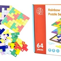 TANGRAM PUZZLE SET RAINBOW 64pcs