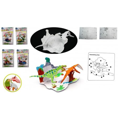 Dino 3D Puzzle DIY Malerei - Set mit 10/14 Teilen - Gestalte und bemale deine eigene Dinosaurier-Puzzle