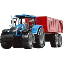 Blauer Traktor mit Anhänger 48cm