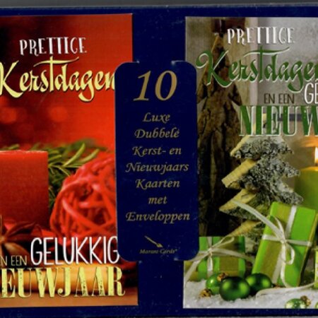 "Prettige" Kerstkaarten in luxe pakje 10 stuks