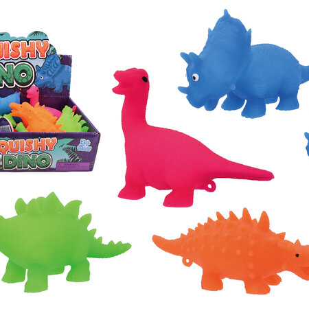 Knijpbare Neon Dinosaurus 4ass 13 cm