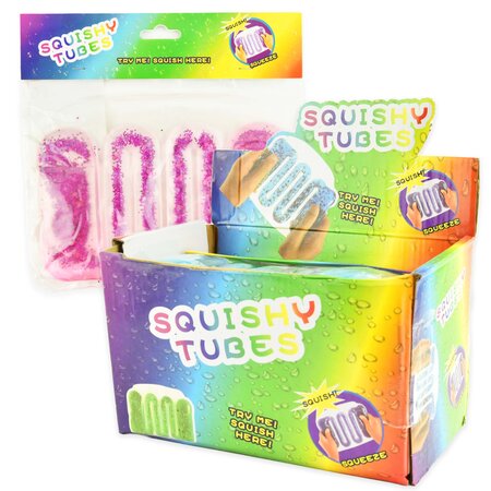 Funkelnde Glitter Squishy Tubes in 6 Varianten, 17 cm - Sensorisches Spielzeug für Entspannung und Spaß