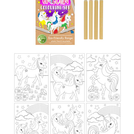 Sustainable Unicorn Coloring Set A6 14x10 cm - For Environmentally Conscious Creative Fun