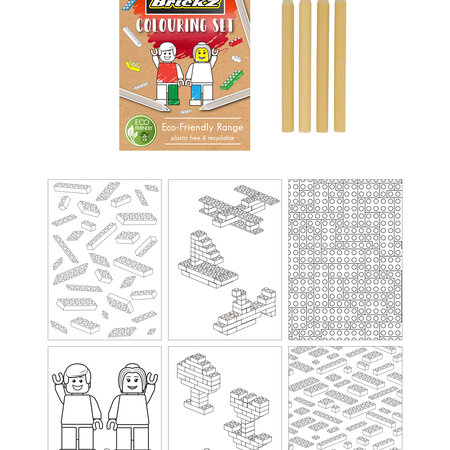 Sustainable Brickz Coloring Set A6 14x10 cm - For Environmentally Conscious Creative Fun