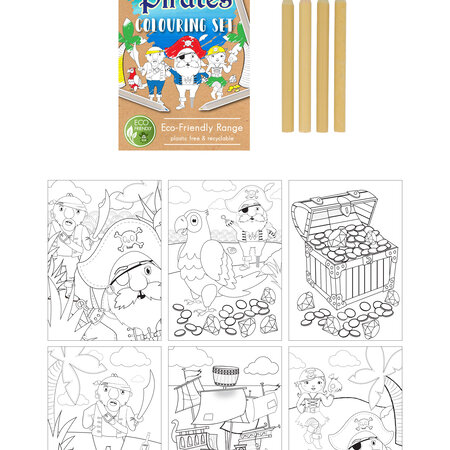 Sustainable Pirate Coloring Set A6 14x10 cm - For Environmentally Conscious Creative Adventure