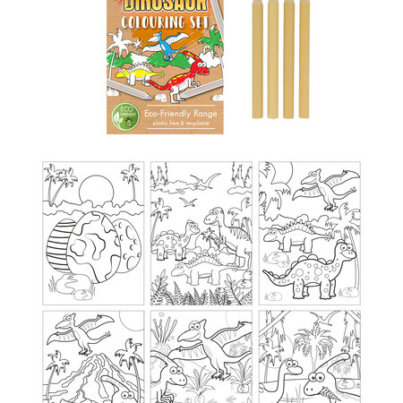 Sustainable Dino Coloring Set A6 14x10 cm - For Environmentally Conscious Creative Adventure