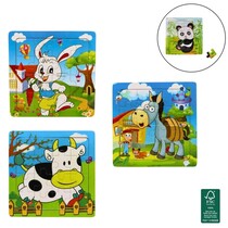 HOUTEN PUZZEL 16STUKS 15X15CM 4Ass