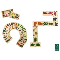 WOODEN ANIMAL DOMINOES IN WOODEN BOX