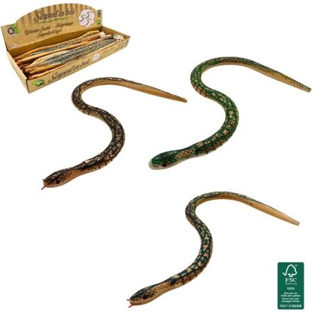 Houten slang 50cm, 3 assorti.