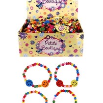 Houten armbandje smiley 16cm assorti kleuren