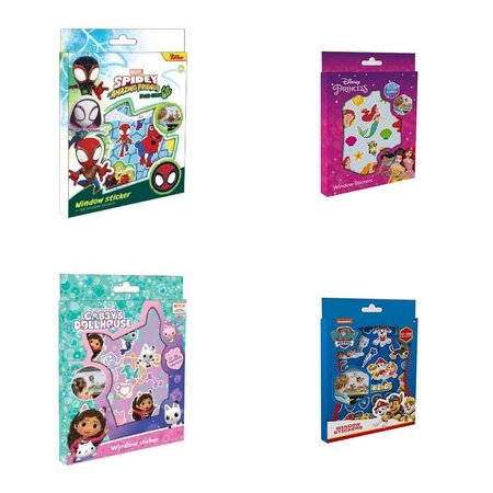 Raamstickers herbruikbaar Disney 21x15x1.5cm 4ass.