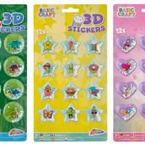 3D stickers with glitter 12pcs. 3 assorted