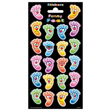 Funny Products stickervel grappige voeten 10x20cm