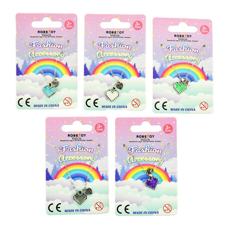 Ketting met een hartje, 6 assorti.
