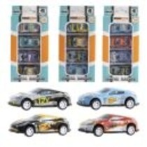 Pull-Back Die cast 6cm car set 4 pieces in blister box