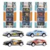 Pull-Back Die cast 6cm car set 4 pieces in blister box