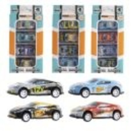 Die cast 6cm car set 4 pieces in blister box
