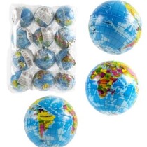 World globe balls 6.3cm soft 12 in bag