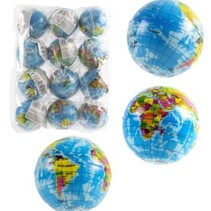 World globe balls 6.3cm soft 12 in bag