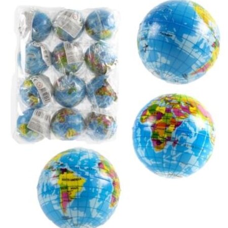 World globe balls 6.3cm soft 12 in bag