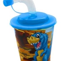 3D Drinking Cup with Lid and Straw - Dino
